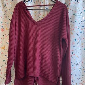 NWOT BKE maroon long sleeve thermal shirt, hi lo style